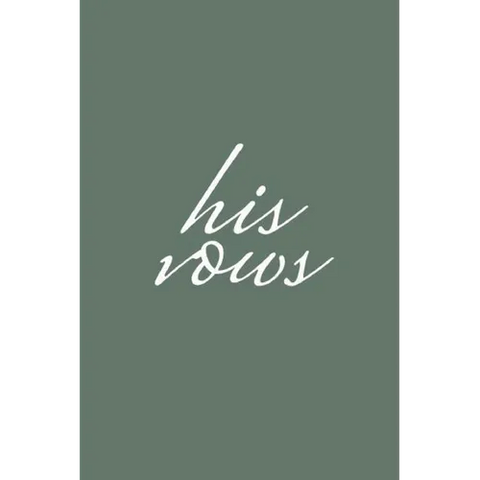 His Vows: Olive Green Wedding Vow Book Elegant Lettering Vow Booklet For Men