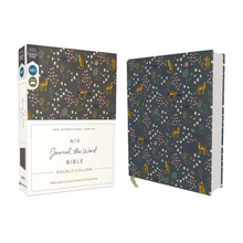 Niv, Journal the Word Bible (Perfect for Note-Taking), Double-Column, Cloth Over Board, Navy Floral, Red Letter, Comfort Print: Reflect, Take Notes, o - Hardcover