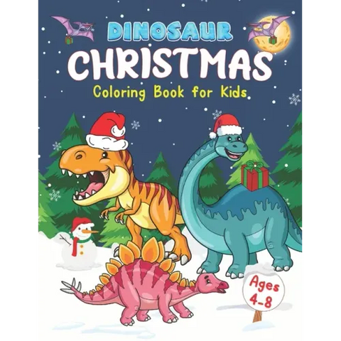 Dinosaur Christmas Coloring Book for Kids Ages 4-8: Stocking Stuffers for Boys and Girls.