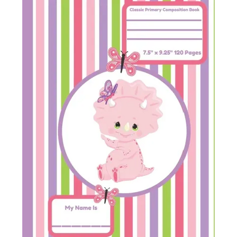 Classic Primary Composition Book: Primary Composition Notebook Dinosaur Early Creative Writing Tablet Stripe Pattern