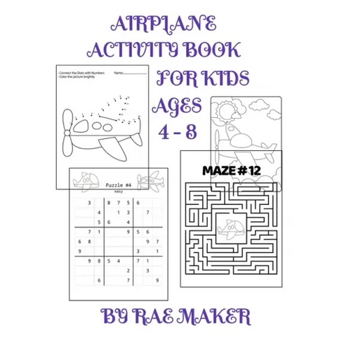 Airplane Activity Book for Kids Ages 4 - 8