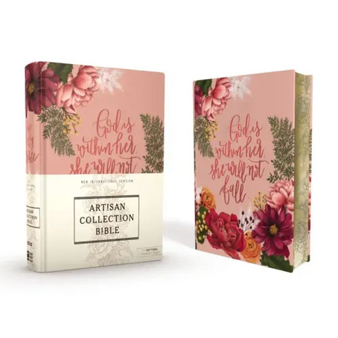 Niv, Artisan Collection Bible, Cloth Over Board, Pink Floral, Designed Edges Under Gilding, Red Letter Edition, Comfort Print