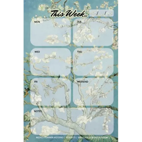 Weekly Planner Notepad: Van Gogh Almond Blossom, Daily Planning Pad for Organizing, Tasks, Goals, Schedule