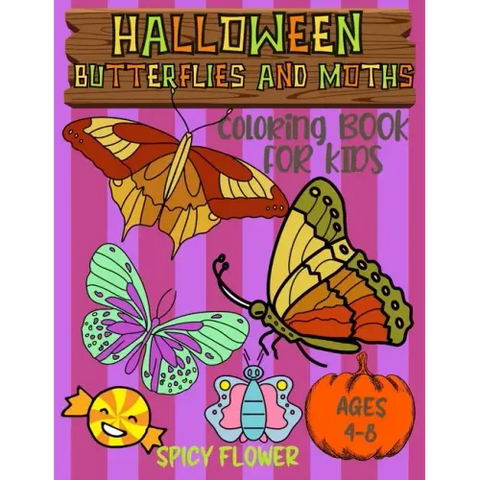 Halloween butterflies coloring book for kids ages 4-8: Easy and simple to color butterflies, moths, ghosts, zombies, mummies, witches and vampires for