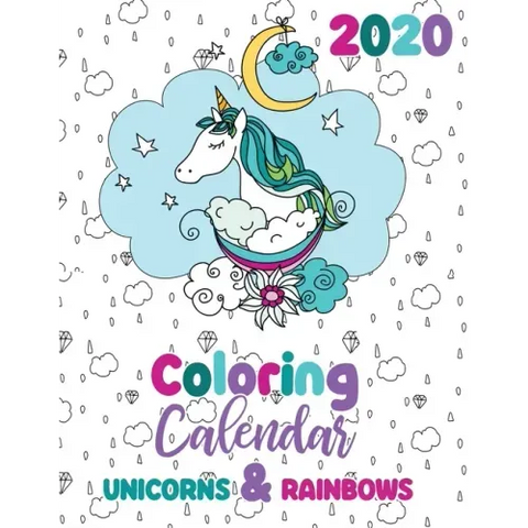 2020 Coloring Calendar Unicorns & Rainbows