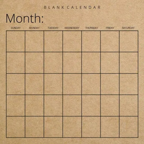 Blank Calendar: Kraft Brown Paper, Undated Planner for Organizing, Tasks, Goals, Scheduling, DIY Calendar Book
