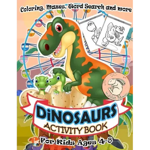 Dinosaurs Activity Book for Kids Ages 4-8: A Fun Kid Workbook Game For Learning, Coloring, Mazes, Word Search and More ! Activity Book Dinosaurs