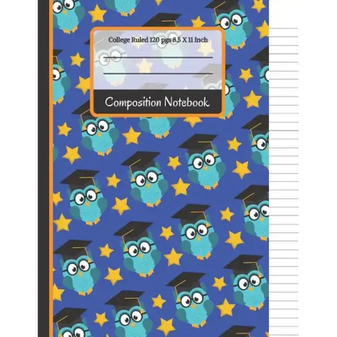 Composition Notebook: Owls & Stars College Ruled Notebook for Boys, Kids, School, Students and Teachers