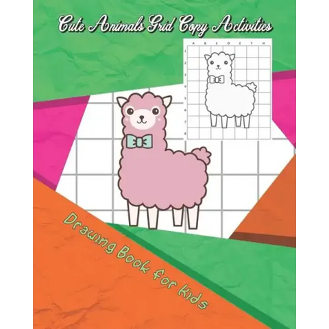 Cute Animals Grid Copy Activities: Drawing and Coloring Book for Kids (Education Game for Children)