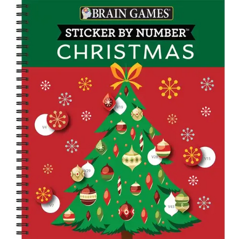 Brain Games - Sticker by Number: Christmas (28 Images to Sticker - Christmas Tree Cover): Volume 2