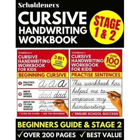 Cursive Handwriting Workbook: 2-in-1 Book Set For Kids (Cursive for Beginners / Cursive Writing Practice Book)