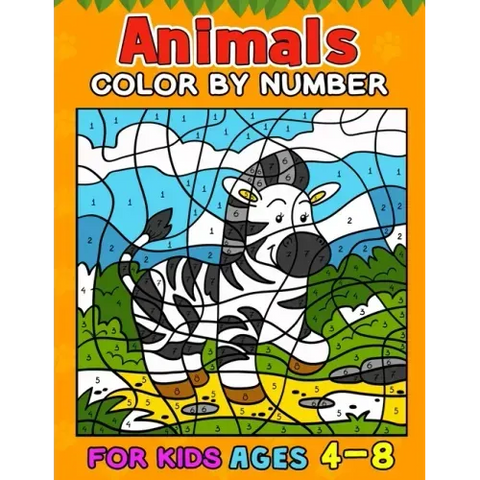Animals Color by Number Books For Kids Ages 4-8