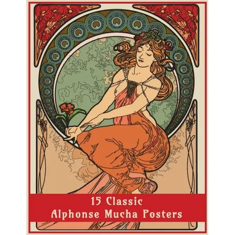 15 Classic Alphonse Mucha Posters: An Art Nouveau Coloring Book