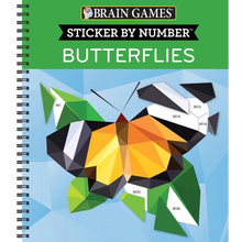 Brain Games - Sticker by Number: Butterflies (28 Images to Sticker) - Spiral