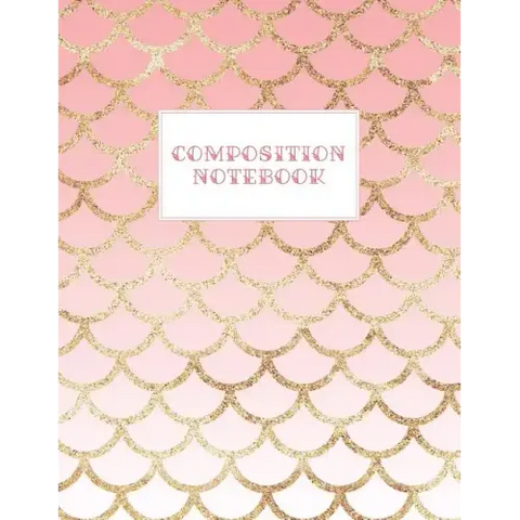 Composition Notebook: Wide-Ruled Coral Mermaid Style Fish Scale Design