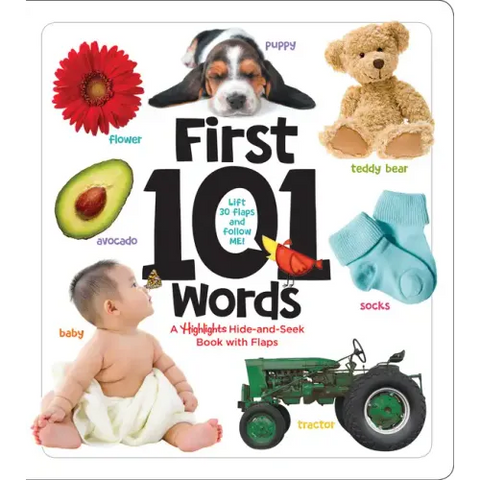 First 101 Words: A Hidden Pictures Lift-The-Flap Board Book, Learn Animals, Food, Shapes, Colors and Numbers, Interactive First Words Book for Babies