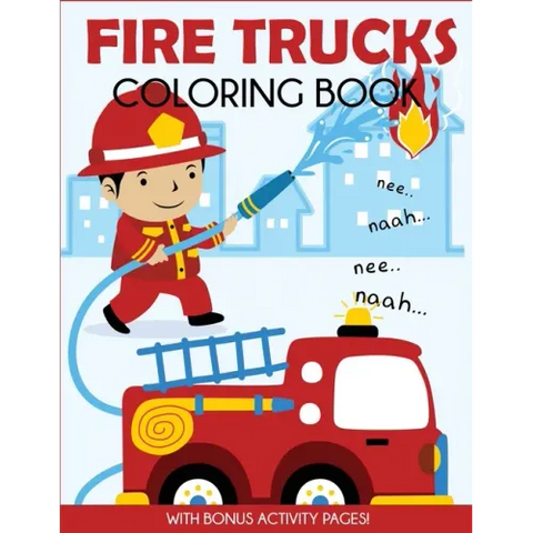 Fire Trucks Coloring Book: With Bonus Activity Pages