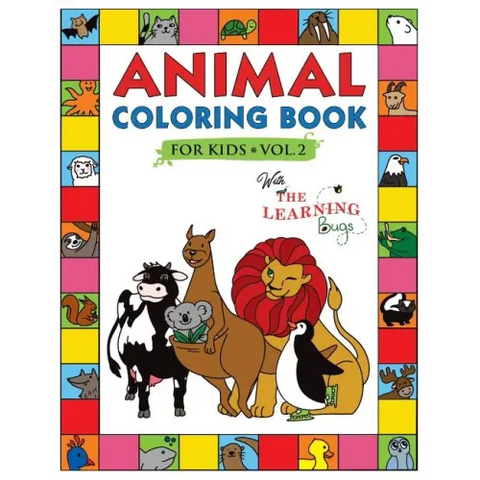 Animal Coloring Book for Kids with The Learning Bugs Vol.2: Fun Children's Coloring Book for Toddlers & Kids Ages 3-8 with 50 Pages to Color & Learn t