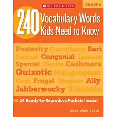 240 Vocabulary Words Kids Need to Know: Grade 6: 24 Ready-To-Reproduce Packets Inside!