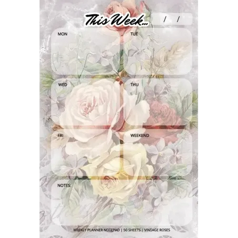 Weekly Planner Notepad: Vintage Roses, Daily Planning Pad for Organizing, Tasks, Goals, Schedule