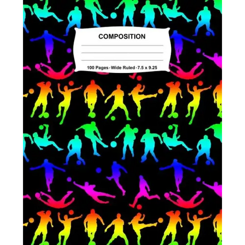 Composition Notebook: Soccer Rainbow Neon Notebook Wide Ruled 100 Pages 7.5 x 9.25