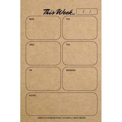 Weekly Planner Notepad: Kraft Brown, Daily Planning Pad for Organizing, Tasks, Goals, Schedule