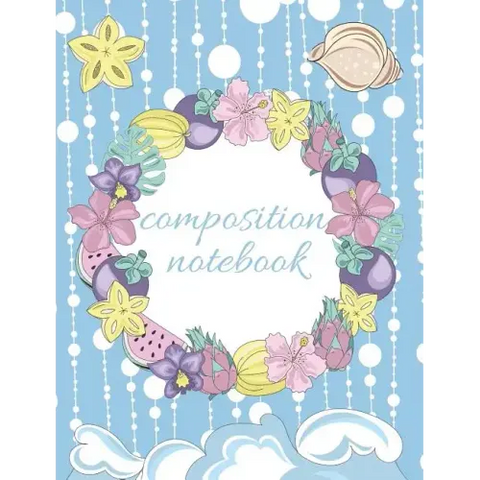 Composition Notebook: Tropical Beach Design, Collage Ruled Pages