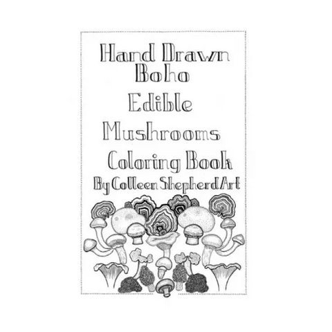 Hand Drawn Boho Edible Mushroom coloring book