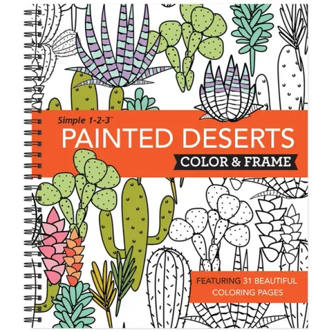 Color & Frame - Painted Deserts (Adult Coloring Book)