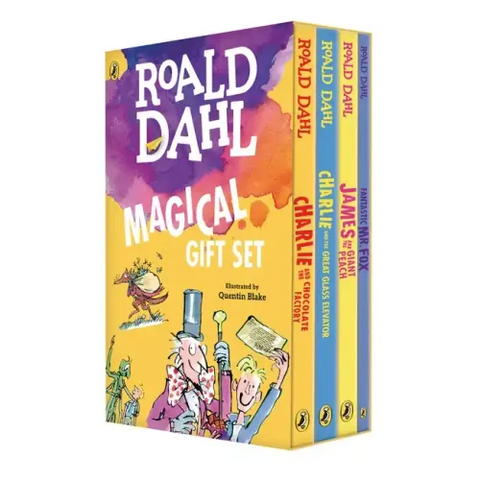 Roald Dahl Magical Gift Boxed Set (4 Books): Charlie and the Chocolate Factory, James and the Giant Peach, Fantastic Mr. Fox, Charlie and the Great Gl