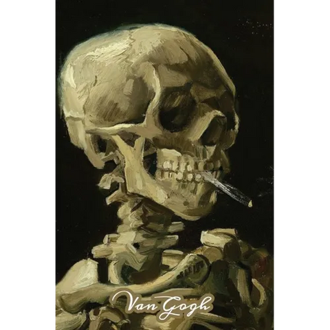 Skeleton of a Skull with a Cigarette Van Gogh Note Book: Hardcover Journal Notebook Diary with Dot Grid, Lined, Blank Vintage Paper for Writing Drawin