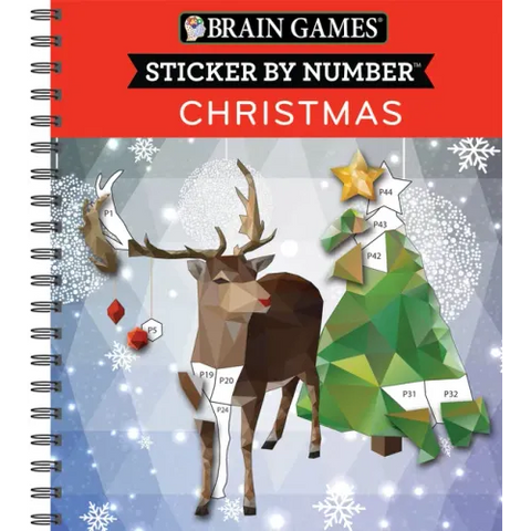 Brain Games - Sticker by Number: Christmas (28 Images to Sticker - Reindeer Cover): Volume 1