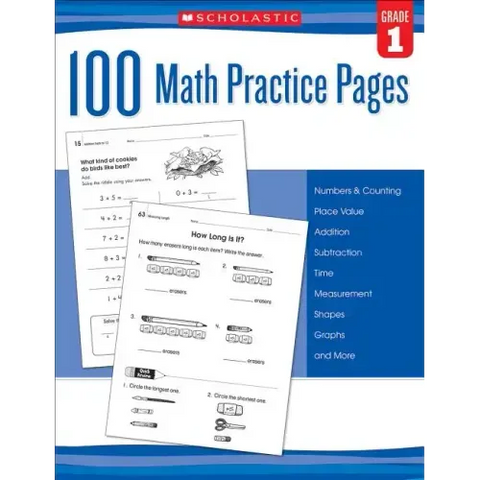 100 Math Practice Pages: Grade 1
