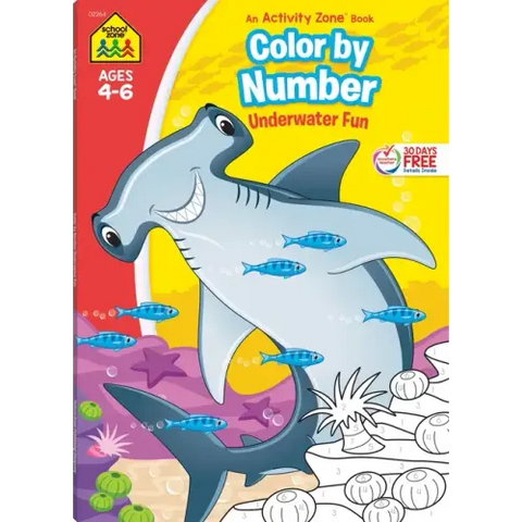 School Zone Color by Number Underwater Fun Workbook