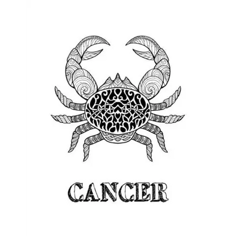 Cancer: Coloring Book with Three Different Styles of All Twelve Signs of the Zodiac. 36 Individual Coloring Pages. 8.5 x 11