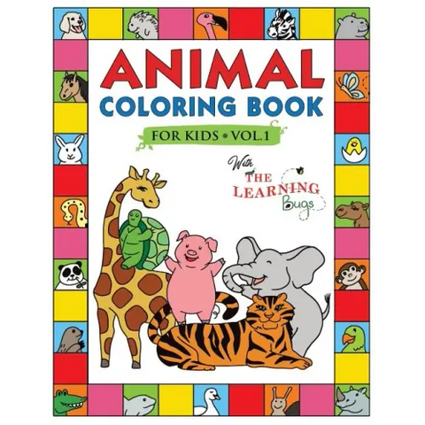 Animal Coloring Book for Kids with The Learning Bugs Vol.1: Fun Children's Coloring Book for Toddlers & Kids Ages 3-8 with 50 Pages to Color & Learn t
