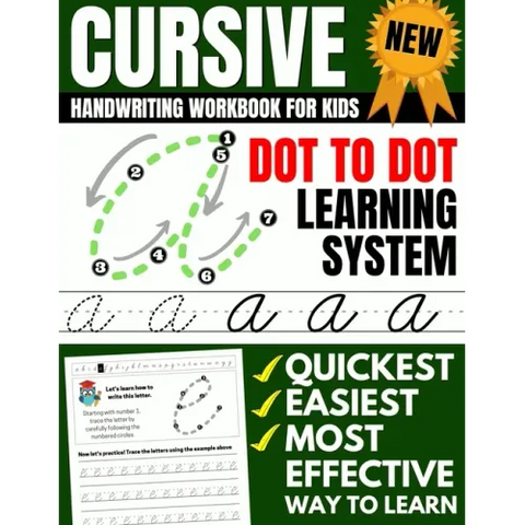 Cursive Handwriting Workbook For Kids: Dot To Dot Cursive Practice Book (Beginning Cursive)