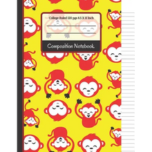 Composition Notebook: Bright Red & Yellow Monkey College Ruled Notebook for Girls, Boys, Kids, School, Students and Teachers
